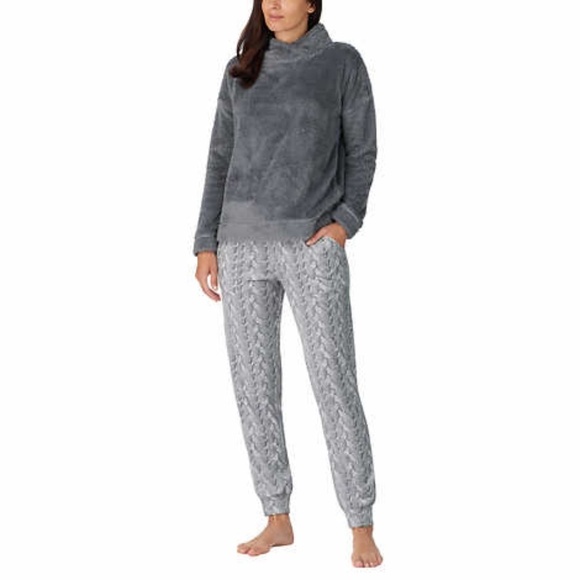 Ladies Cozy Fleece Gray Lounge Pajama Set Small - Picture 2 of 16